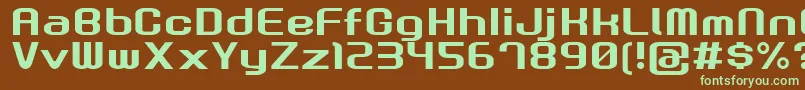 フォントGauRootN – 緑色の文字が茶色の背景にあります。