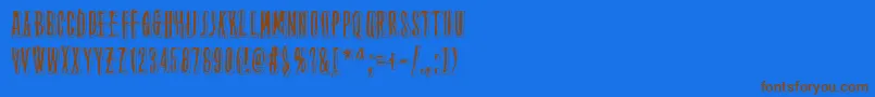 フォントThirteenthFloor2 – 茶色の文字が青い背景にあります。