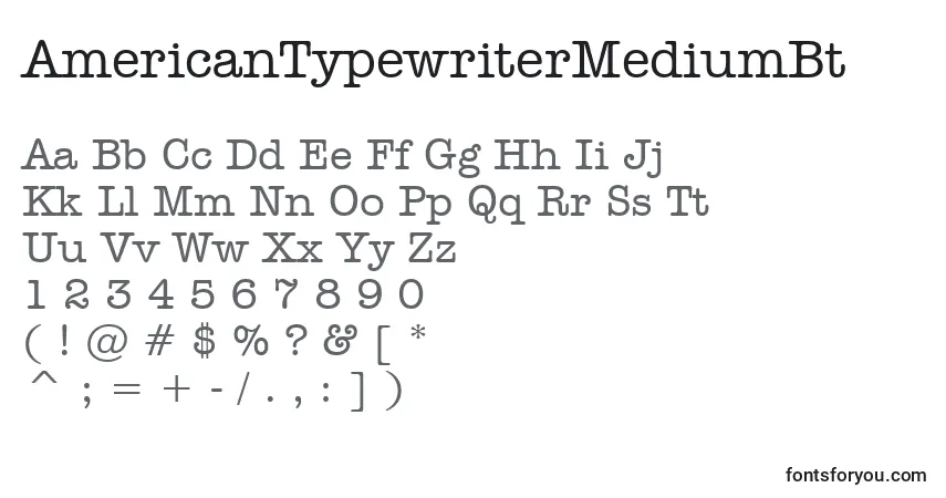 A fonte AmericanTypewriterMediumBt – alfabeto, números, caracteres especiais