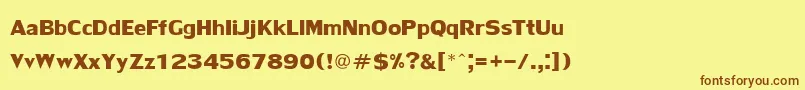 LilyupcBold-Schriftart – Braune Schriften auf gelbem Hintergrund
