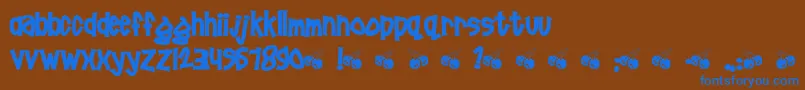 Pornhut ffy-Schriftart – Blaue Schriften auf braunem Hintergrund