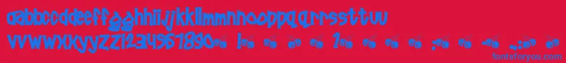 Pornhut ffy-Schriftart – Blaue Schriften auf rotem Hintergrund