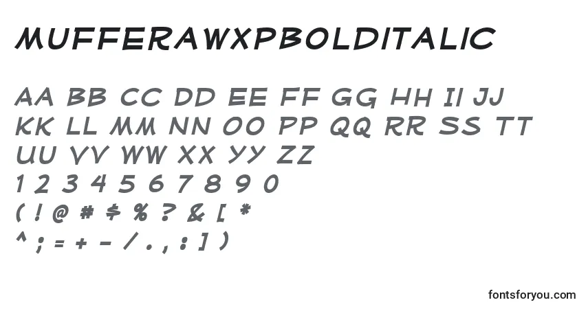 Czcionka MufferawxpBolditalic – alfabet, cyfry, specjalne znaki
