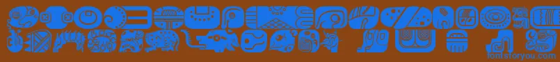 フォントMayanglyphsfillRegular – 茶色の背景に青い文字