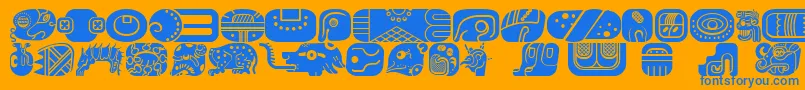 Шрифт MayanglyphsfillRegular – синие шрифты на оранжевом фоне