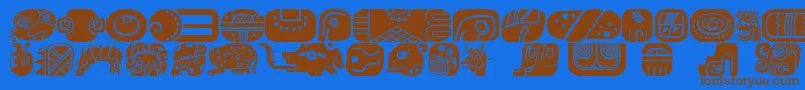 MayanglyphsfillRegular Font – Brown Fonts on Blue Background