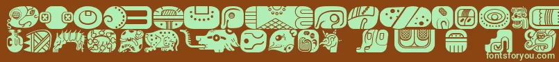Więcej informacji o czcionce MayanglyphsfillRegular Czcionka MayanglyphsfillRegular – zielone czcionki na brązowym tle