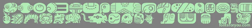 フォントMayanglyphsfillRegular – 灰色の背景に緑のフォント