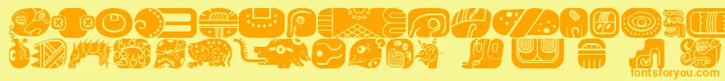 Czcionka MayanglyphsfillRegular – pomarańczowe czcionki na żółtym tle