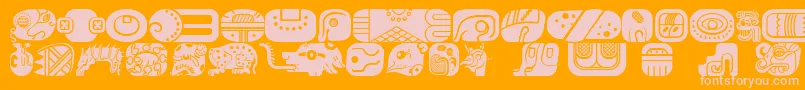MayanglyphsfillRegular Font – Pink Fonts on Orange Background