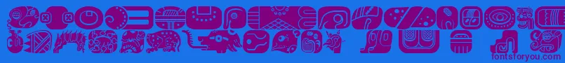 MayanglyphsfillRegular-Schriftart – Violette Schriften auf blauem Hintergrund