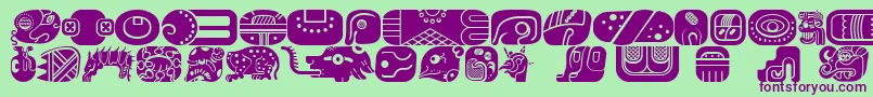MayanglyphsfillRegular Font – Purple Fonts on Green Background
