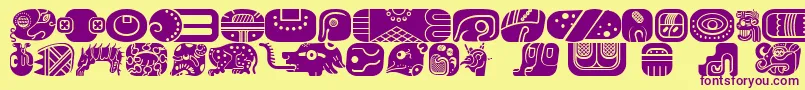 MayanglyphsfillRegular Font – Purple Fonts on Yellow Background