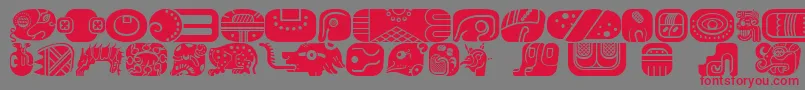 MayanglyphsfillRegular Font – Red Fonts on Gray Background