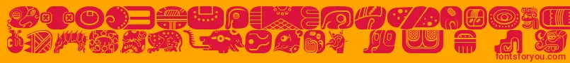 MayanglyphsfillRegular Font – Red Fonts on Orange Background