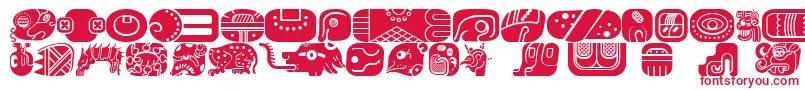MayanglyphsfillRegular Font – Red Fonts on White Background