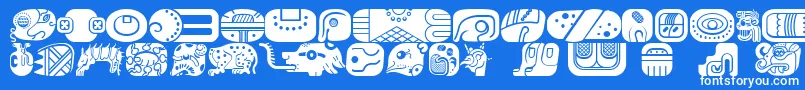 Czcionka MayanglyphsfillRegular – białe czcionki na niebieskim tle