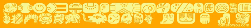 Czcionka MayanglyphsfillRegular – żółte czcionki na pomarańczowym tle