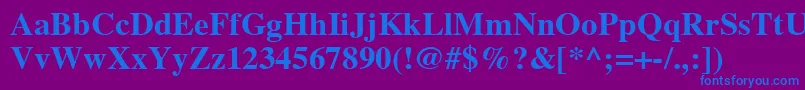 TimesCeBold-Schriftart – Blaue Schriften auf violettem Hintergrund