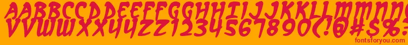 ArcanumBold-Schriftart – Rote Schriften auf orangefarbenem Hintergrund