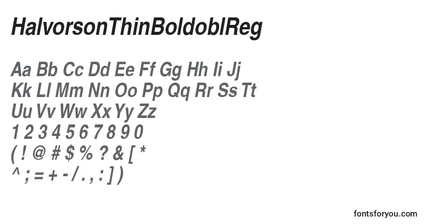 Шрифт HalvorsonThinBoldoblReg – алфавит, цифры, специальные символы