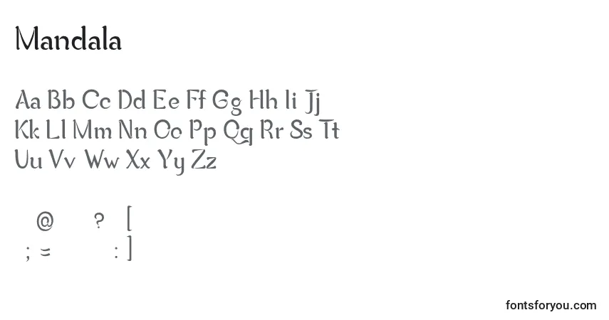 Czcionka Mandala – alfabet, cyfry, specjalne znaki