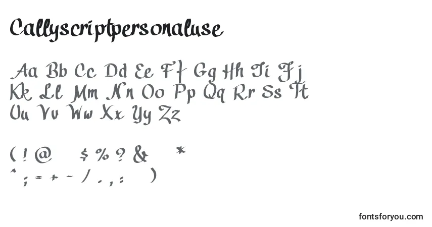 Fuente Callyscriptpersonaluse - alfabeto, números, caracteres especiales