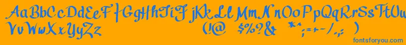 Callyscriptpersonaluse Font – Blue Fonts on Orange Background