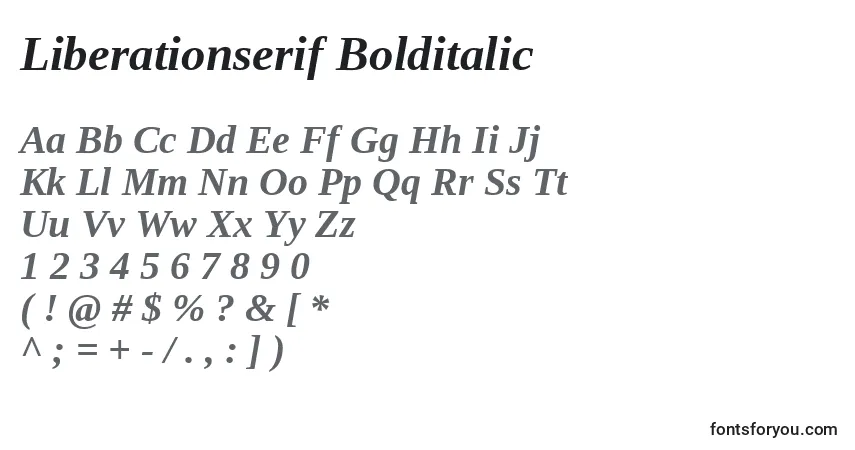 Шрифт Liberationserif Bolditalic – алфавит, цифры, специальные символы