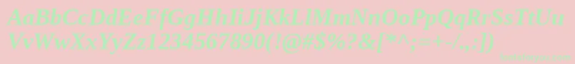 Liberationserif Bolditalic-Schriftart – Grüne Schriften auf rosa Hintergrund