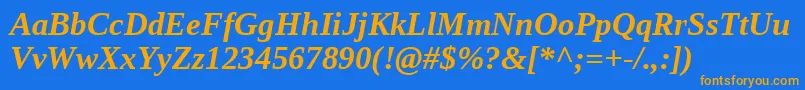 フォントLiberationserif Bolditalic – オレンジ色の文字が青い背景にあります。