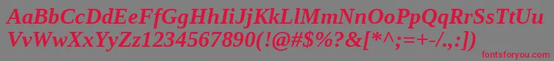 フォントLiberationserif Bolditalic – 赤い文字の灰色の背景