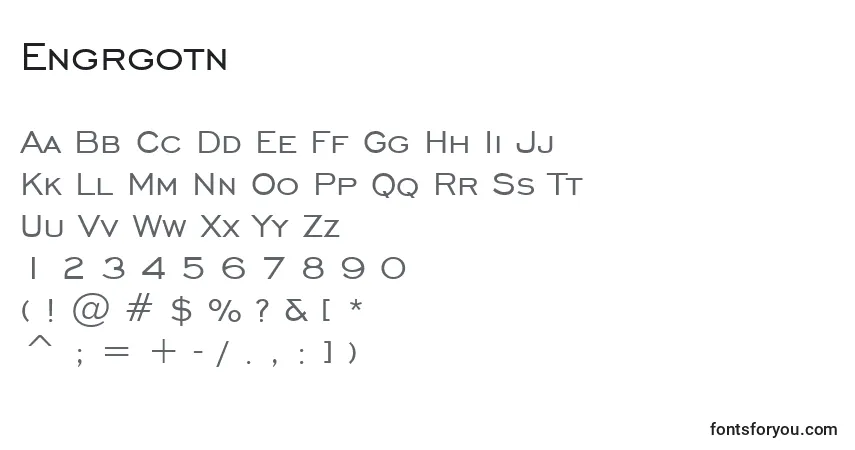 Czcionka Engrgotn – alfabet, cyfry, specjalne znaki