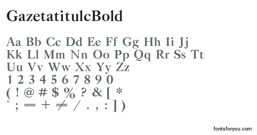 A fonte GazetatitulcBold – alfabeto, números, caracteres especiais