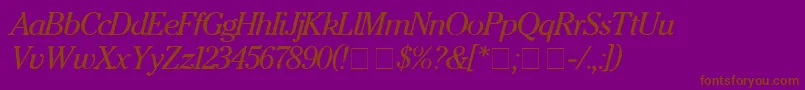 Fonte CheltenhamItalic – fontes marrons em um fundo roxo