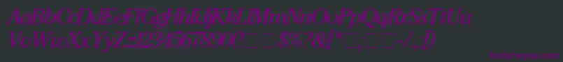 Czcionka CheltenhamItalic – fioletowe czcionki na czarnym tle