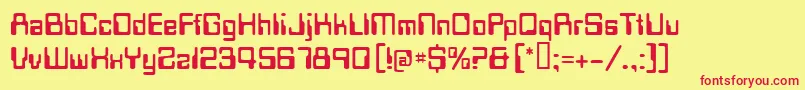 Techschool Font – Red Fonts on Yellow Background