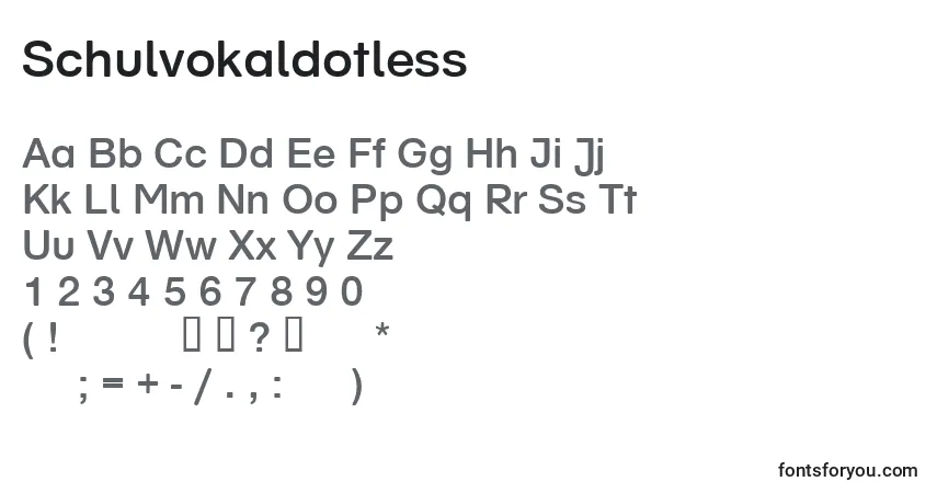 Schulvokaldotless-fontti – aakkoset, numerot, erikoismerkit