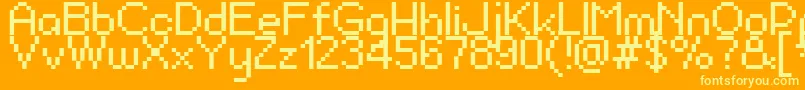 PixelBerry0884Ltd.Edition-Schriftart – Gelbe Schriften auf orangefarbenem Hintergrund