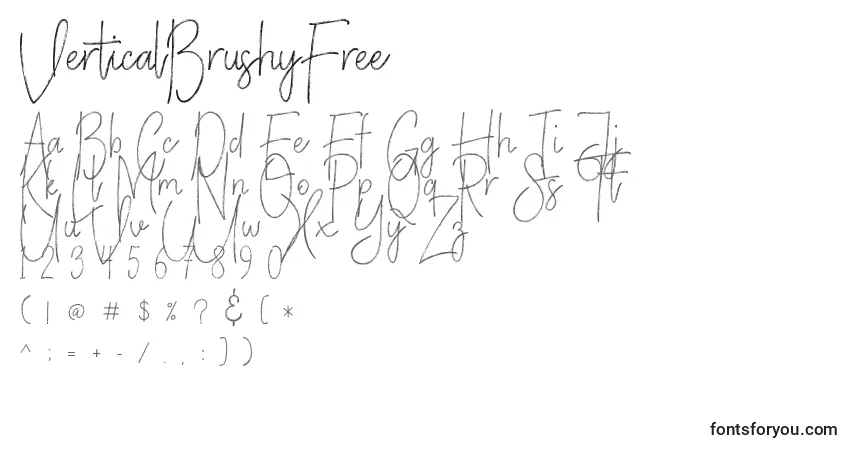 Шрифт VerticalBrushyFree (42077) – алфавит, цифры, специальные символы