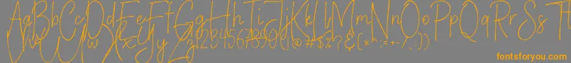 フォントVerticalBrushyFree – オレンジの文字は灰色の背景にあります。