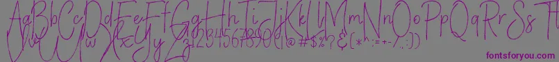Шрифт VerticalBrushyFree – фиолетовые шрифты на сером фоне