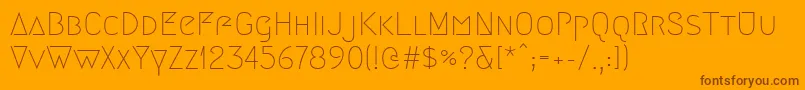 Megrim-Schriftart – Braune Schriften auf orangefarbenem Hintergrund