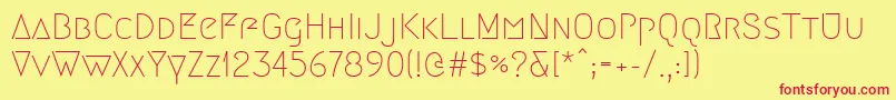 Megrim-Schriftart – Rote Schriften auf gelbem Hintergrund