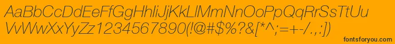HelveticaLt36ThinItalic Font – Black Fonts on Orange Background