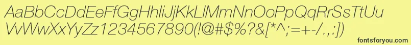 HelveticaLt36ThinItalic Font – Black Fonts on Yellow Background