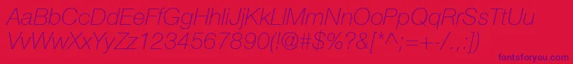 フォントHelveticaLt36ThinItalic – 赤い背景に紫のフォント