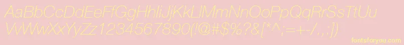 HelveticaLt36ThinItalic Font – Yellow Fonts on Pink Background