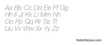 Überblick über die Schriftart HelveticaLt36ThinItalic