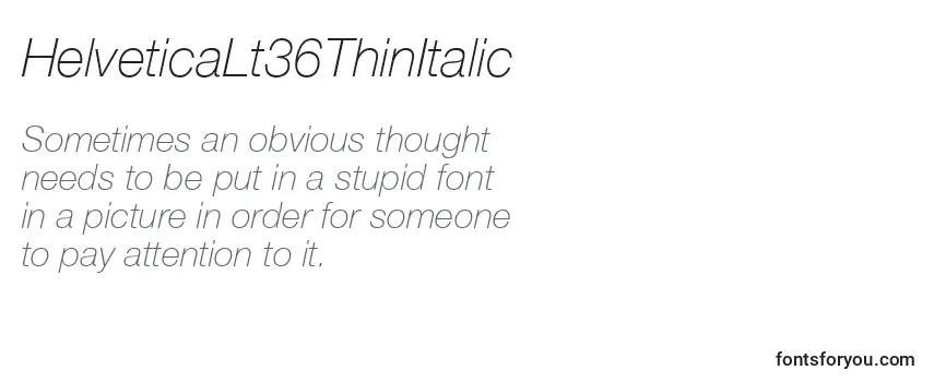 HelveticaLt36ThinItalic -fontin tarkastelu